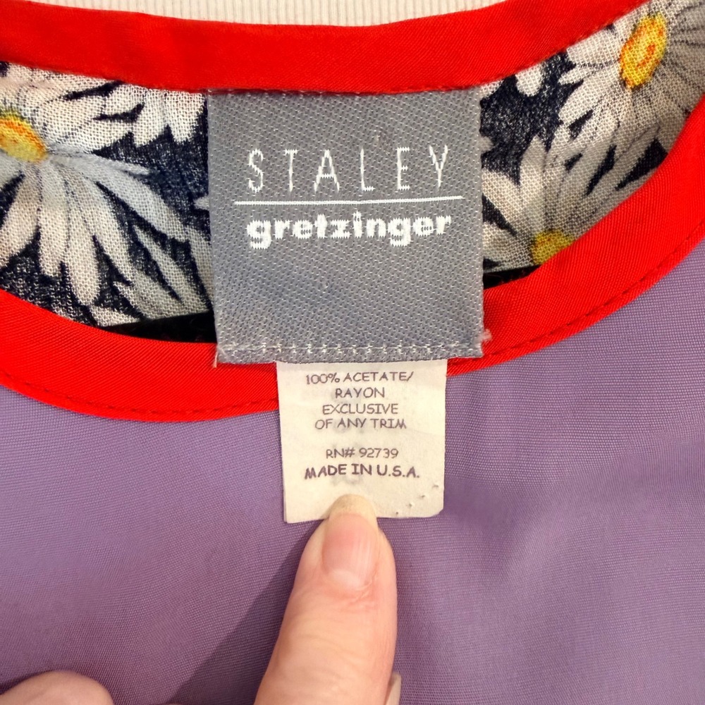 Staley Gretzinger Patchwork Top OS Purple Floral Mixed Print Art to Wear - Picture 2 of 15
